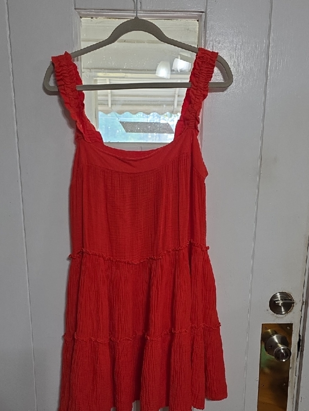 NWT Copper Penny Red Haute Women's Sundress Watermelon Red Gauzy Tiers Sz M